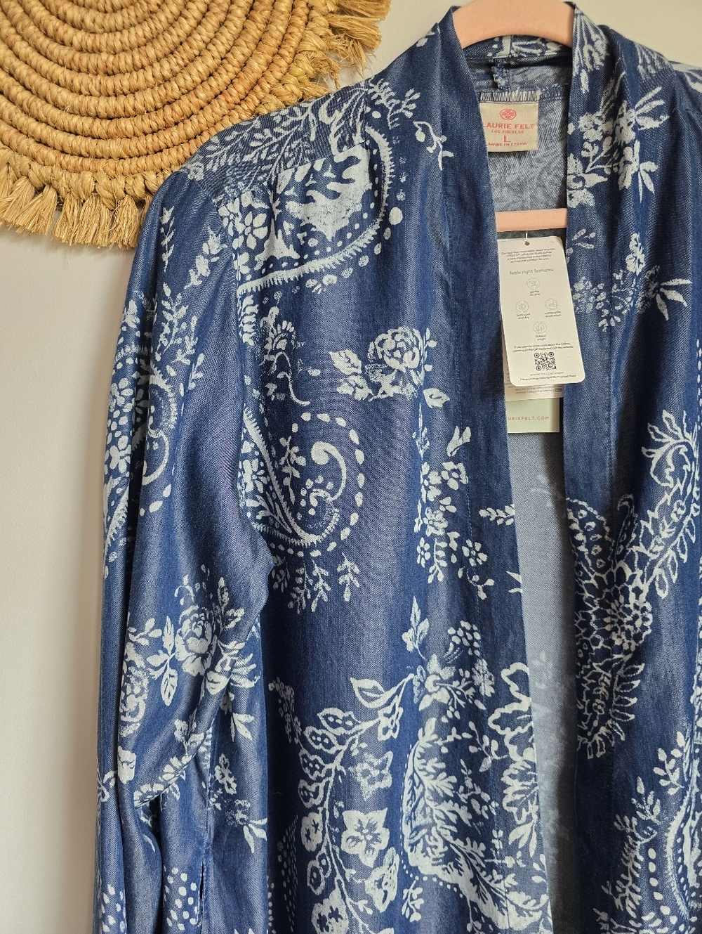 Laurie Felt NEW Penny Lane Paisley Chambray Lightweight Jacket Topper SZ Large - Picture 3 of 12